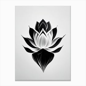 Sacred Lotus Black And White Geometric 3 Canvas Print