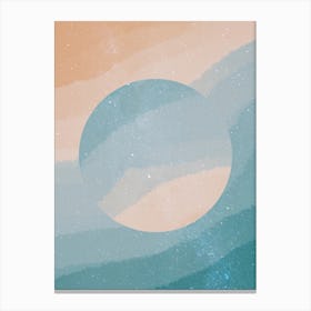 Minimal art abstract watercolor painting of calm blue waves Canvas Print