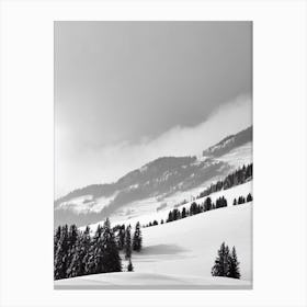 Bormio, Italy Black And White Skiing Poster Canvas Print
