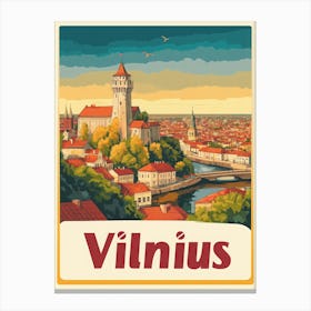 Aihrgdesign A Vintage Travel Poster Of Vilnius 1 Toile