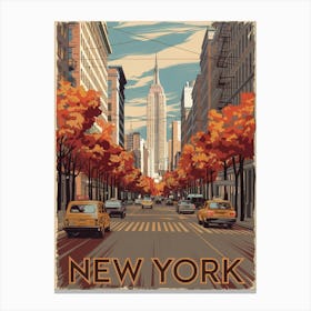 Autumn in New York, vintage-inspired illustration! Canvas Print