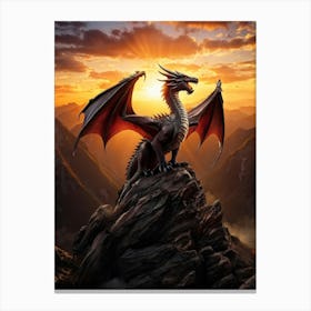 Earth Dragon Emerging From A Mountain Range Scales Reflecting The Suns Glory Slumbering Beneath A Canvas Print