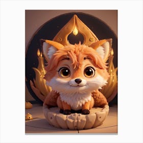 3d Animation Style Cute Fluffy Little Fox Kawaii 32k Digital I 2 Canvas Print