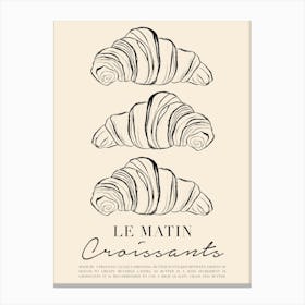 Le Matin Croissant Black Canvas Print