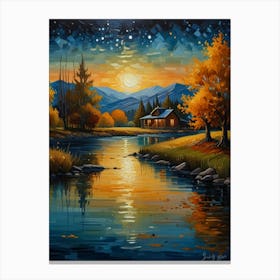 Sunset By The River Canvas Print