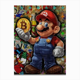 Pop Art Mario Bitcoin Canvas Print