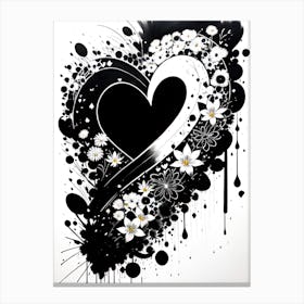 Black And White Heart 8 Canvas Print