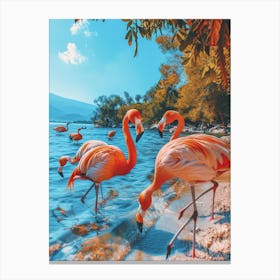 Greater Flamingo Greece Tropical Illustration 1 Canvas Print