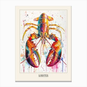 Lobster Colourful Watercolour 2 Poster Canvas Print