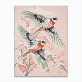 Vintage Japanese Inspired Bird Print Eurasian Sparrowhawk 2 Canvas Print
