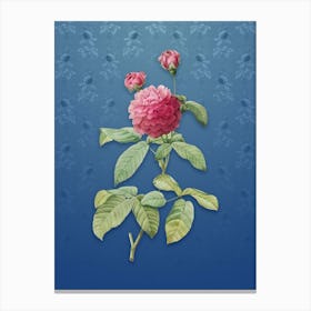 Vintage Agatha Rose in Bloom Botanical on Bahama Blue Pattern n.0458 Canvas Print