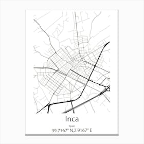 Inca,Spain Minimalist Map Canvas Print