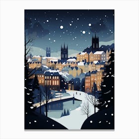 Winter Travel Night Illustration Bristol United Kingdom 3 Canvas Print