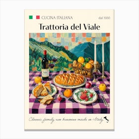 Trattoria Del Viale Trattoria Italian Poster Food Kitchen Canvas Print