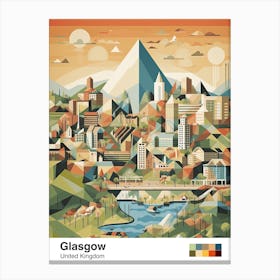 Glasgow, United Kingdom, Geometric Illustration 4 Poster Canvas Print