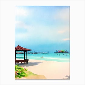 Palawan Beach, Sentosa Island, Singapore Watercolour Canvas Print