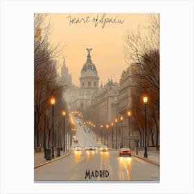 Heart Of Madrid, minimalist soft tones palette, watercolor poster Canvas Print