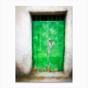 Green Painted Doors Canvas Print