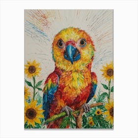 Parrot With Sunflowers 1 Canvas Print