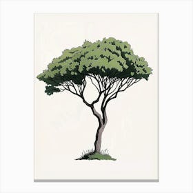 Acacia Tree Pixel Illustration 2 Canvas Print