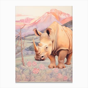 Pastel Pencil Crayon Style Rhino 2 Canvas Print
