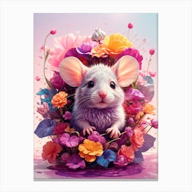 Mouse In Flowers Canvas Print