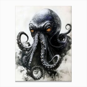 Black Octopus ocean life Canvas Print