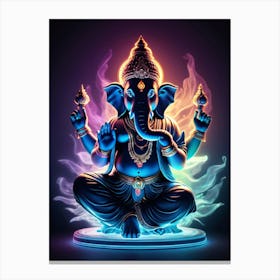 Ganesha Neon Art Canvas Print