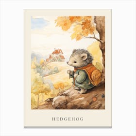 Beatrix Potter Inspired  Animal Watercolour Hedgehog 4 Canvas Print