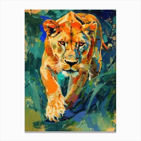 Masai Lion Lioness On The Prowl Fauvist Painting 3 Canvas Print