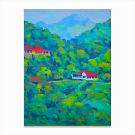Jim Corbett National Park India Blue Oil Painting 1  Canvas Print