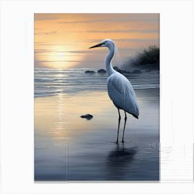 Egret At Sunset Canvas Print