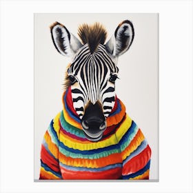 Baby Animal Wearing Sweater Zebra 4 Canvas Print