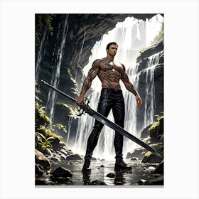 Muscular Barbarian Warrior Art Print #1 Canvas Print