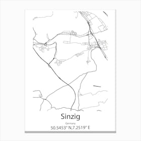 Sinzig,Germany Minimalist Map Canvas Print