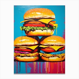 Burger Paint Drip Pop Art 4 Canvas Print