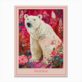Floral Animal Painting Polar Bear 3 Poster Canvas Print