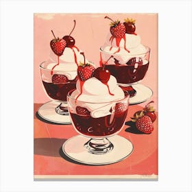 Strawberry Trifle With Jelly Vintage Cookbook Inspired 2 Canvas Print