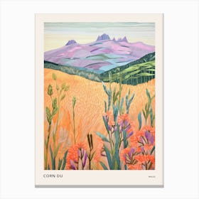 Corn Du Wales Colourful Mountain Illustration Poster Canvas Print