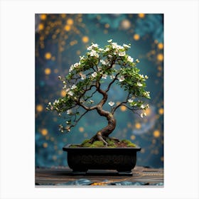 Bonsai Tree On Blue Canvas Print