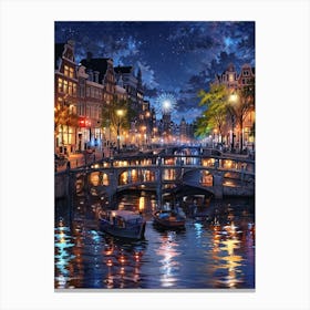 Night In Amsterdam Canvas Print