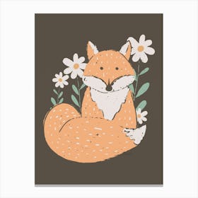 Fox With Flowers Canvas Print