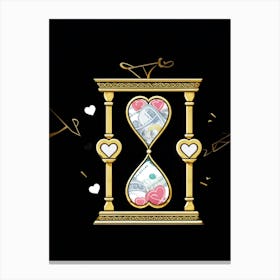 Unity Of Time Money And Love Symbolized By An Intricate Icon Featuring An Hourglass Intertwined Wi Canvas Print