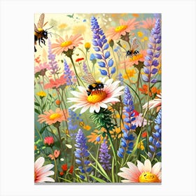 Bees In The Meadow 2 Canvas Print