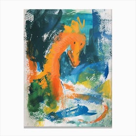 Wild Brushstrokes Abstract Orange Dinosaur Canvas Print