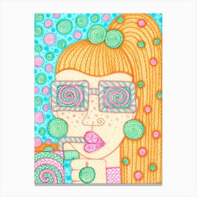 Blondie And Bubble Drink Canvas Print