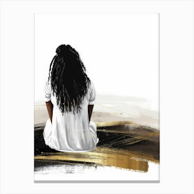 Woman Sitting On The Ground Canvas Print