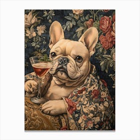 Tapestry Frenchie Drinking 9 Canvas Print