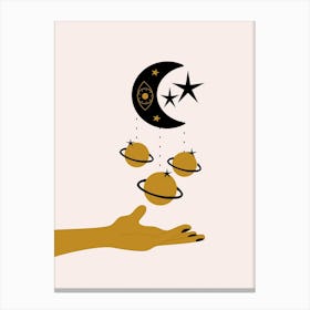 Hand And Celestial Elements Illustration Canvas Print