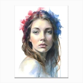 Watercolor Portrait Of A Woman Canvas Print